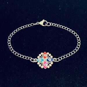 Rhinestone Colorful Evil Eye Flower chain bracelet or anklet